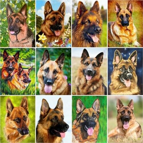 5D DIY Diamond Painting Full Square Round Dog Embroidery German Shepherd Handmade Animal Home Decoration Mosaic Creative Art