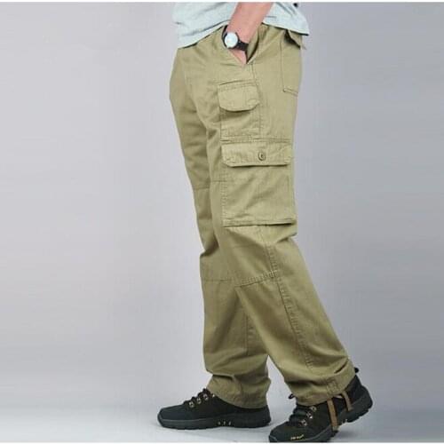 2019 New Mens Military Loose Cargo Pants Man CASUAL PANTS More Pockets Trousers Outdoors Overalls Plus size 6XL