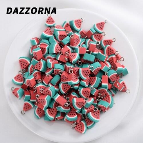 Cute Cartoons Watermelon Shape Polymer Clay Spacer Loose Beads 30-90Pcs Beads DIY Jewelry Necklace Bracelet Earrings Accessories
