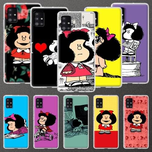 Cute Mafalda Case For Samsung Galaxy A51 A71 A41 A42 5G A31 A21 A01 M51 M21 M11 Clear Soft Phone Coque Shell