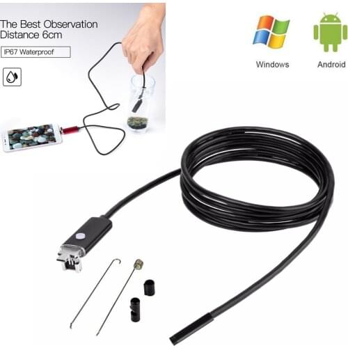 Endoscope 7mm 2 In 1 USB 480P HD Snake Tube and Android Borescope USB Endoscopio Inspection Micro Camera for PC Smart Phone