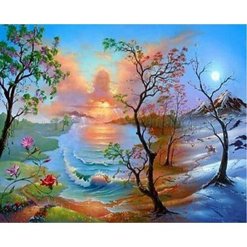 MHD 5d diy Diamond Painting Scenery Seaside picture 3d cross stitch diamond embroidery diamond mosaic home decor Friend gift