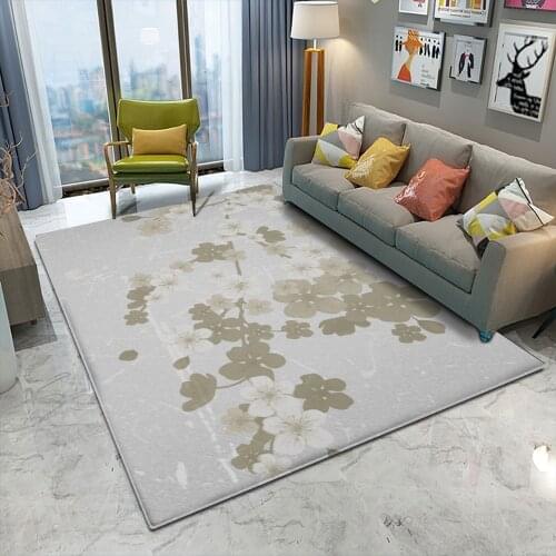 2021 Alfombra New Chinese Style Carpet Floral Decoration Carpet Living Room Bedroom Flannel Non-slip Carpet for Bedroom Parlor