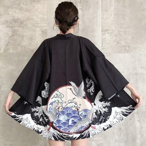 Harajuku Summer Japan Kimono Jacket Women Pattern Loose Cardigan Sunscreen Coat Japanese Kimono Traditional