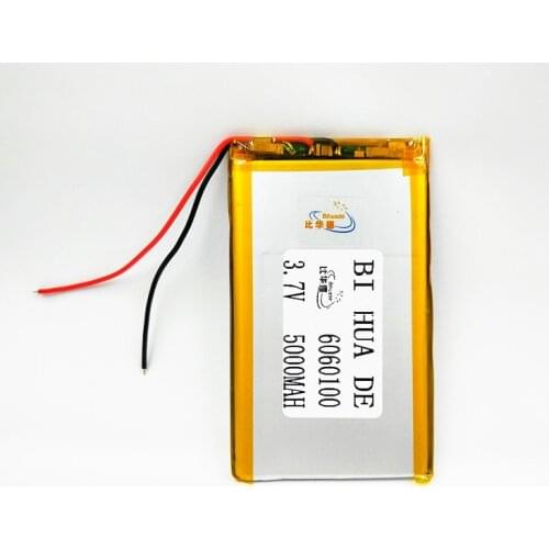 3.7V 5000mAh 6060100 Polymer Lithium LiPo Rechargeable Battery For MP4 GPS PSP DVD PAD e-book tablet pc power bank Laptop mobile