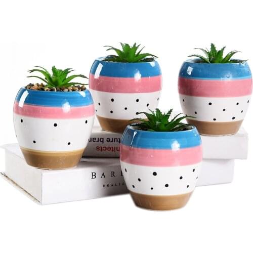 4.92 Inch Artificial Plastic Mini Plants with Pot Unique Green Succulent in Oval Ceramic Pot for Home Decoration Accessories