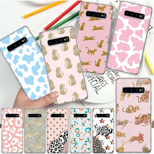 INS Brand Pink Animal Leopard Soft Cover Phone Case For Samsung Galaxy S10 S21 S20 FE S9 S8 S7 Note 10 9 8 Plus Ultra Lite J4 J6