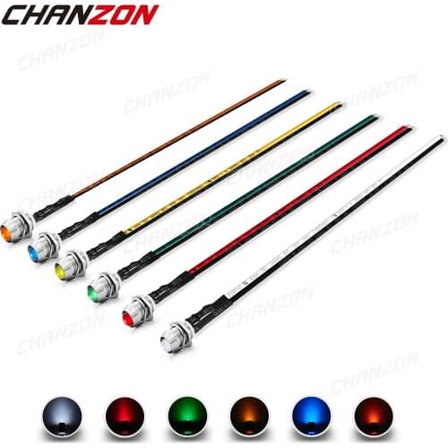 5mm Prewired LED Kit 12V Diffused Light Emitting Diode Indicator Lamp Bulb White Red Green Blue Yellow Orange With 8mm Holder