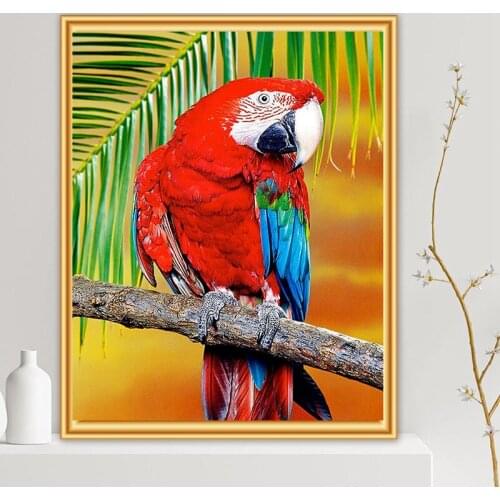 5D Full Square Round Drill Diamond Painting Kits Parrot Farmhouse Diamond Embroidery Handmade Gift Home Decor-40X50cm