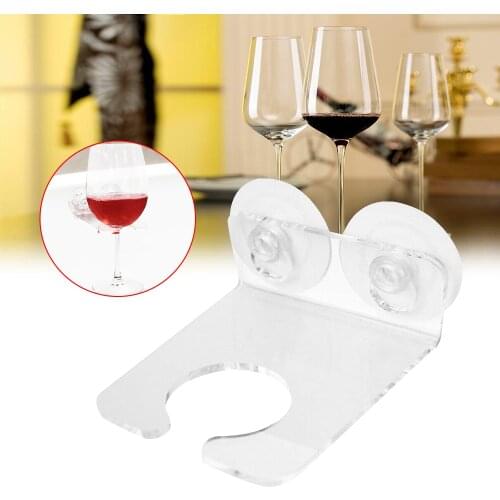 Wall Mounted Single Wine Glass Rack Goblet Holder Clear Acrylic Suction Cup Stemware Cup Shelf Organizer Bar Kitchen Tools 2