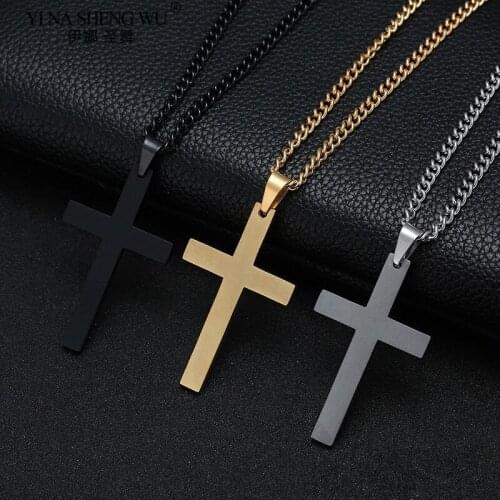 New Fashion Cross Pendant Necklace Women Men Link Chain Charm Necklace Cool Boys Girls Punk Iron Hip Hop Rock Style Jewelry Gift