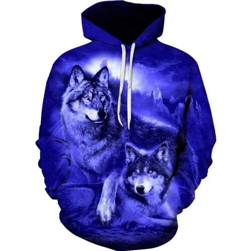 New Arrival Fashion Mens Hoodies 3D Wolf Printed Loose Fit Autumn Sweatshirt for Men Streetwear Hoody Funny Hoodie Brand