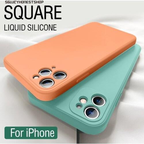New Original Square Liquid Silicone Phone Case For iPhone 6 6s 7 8 Plus X Xs Max XR 11 Pro Max Luxury Soft Color Phone Cover