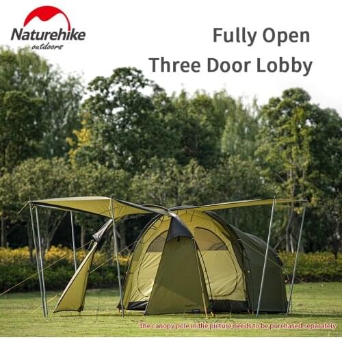 Naturehike Ultralight Hiking Motorcycle Tent Large Space Family 3-4 People Self-Driving Camping Tent Outdoor Waterproof Tent