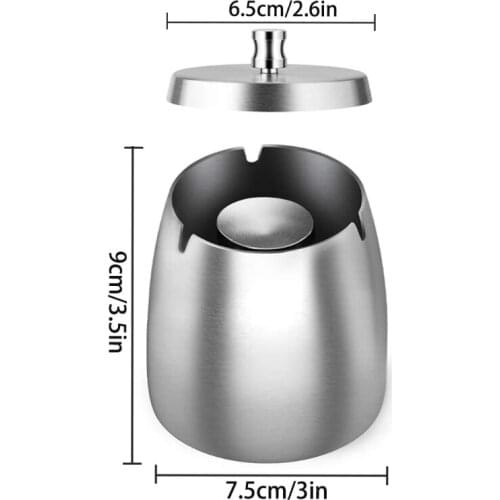 50LB Outdoor Indoor Stainless Steel Ashtray with Lid Cover Windproof Rainproof Non-Slip Cigarette Tray Box for Patio Office Home