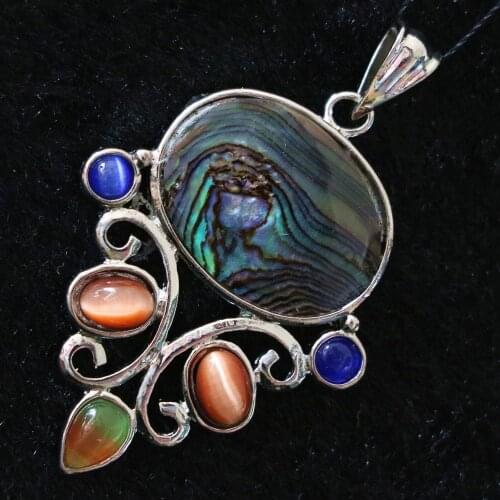 Charms natural 34x42mm abalone shell cat eyes beads oval vase pendant simple jewelry making For Bracelets Gifts B1146