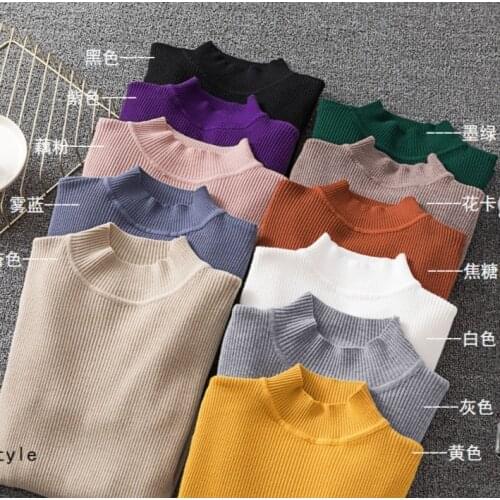 Ready Stock Women Sweater Autumn Winter Sweater Elasticity Long Sleeve Knit Shirts