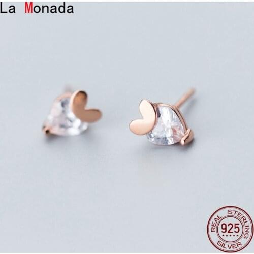 La Monada Cute Heart Stud Earrings For Women Silver 925 Minimalist Fine Women Earrings In Jewelry Stud Earrings 925 Silver Inlay