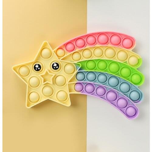 Star Stress Relief Squishy Push Bubble Kids Sensory Fidget Toys Autisim Special Game Rainbow Antistress Fidget Toy for Adult