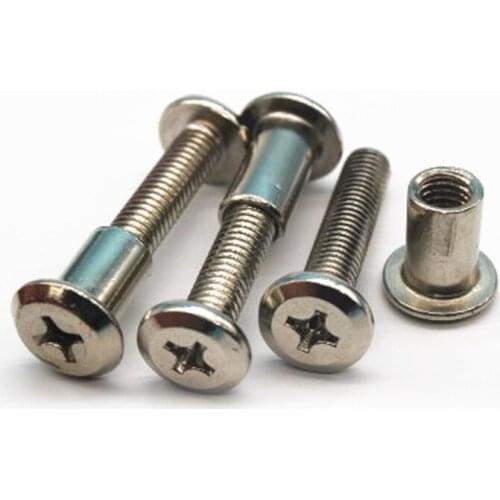 10pcs M6 nickel plated Phillips flat head inverted side screws bevel letter pair lock combination furniture bolts 45mm-80mm long
