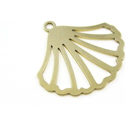 Earring charms Brass shell pendant 22x21x0.65mm brass Seashell necklace findings-4pcs R1451