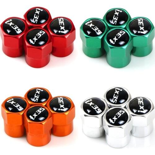 4Pcs Metal Car Wheel Tire Air Valve Caps Stem Cover with Color Logo for Hyundai Ix35 2010-2019 Accessories