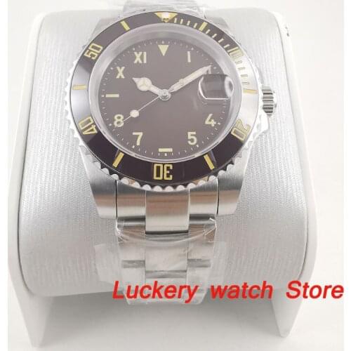 40mm no logo brown dial luminous saphire glass brown Ceramic Bezel Automatic movement mens watch-BA180