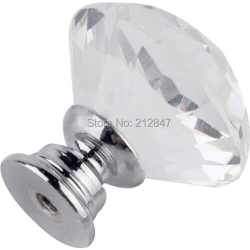 5pcs 30mm Diamond Crystal Glass Alloy Door Drawer Manual Handle Bar Cabinet Wardrobe Pull Handle Knobs Drop Worldwide Store