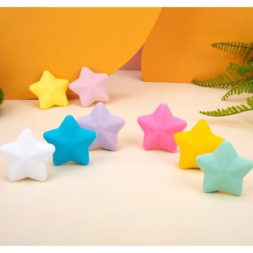 Sunrony BPA Free 50pcs Silicone Beads For Necklace Baby Teether Five Pointed Star Teething Beads Silicone Teether Toy For Kid