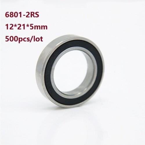 500pcs/lot 6801RS 6801-2RS 6801 2RS 12*21*5mm Double rubber cover Thin Wall Deep Groove Ball bearing 12×21×5mm