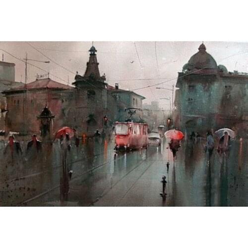 5D DIY Diamond Painting Watercolor Street Rhinestones Full Square/Round Diamond Embroidery Mosaic Handmade Gift JX454