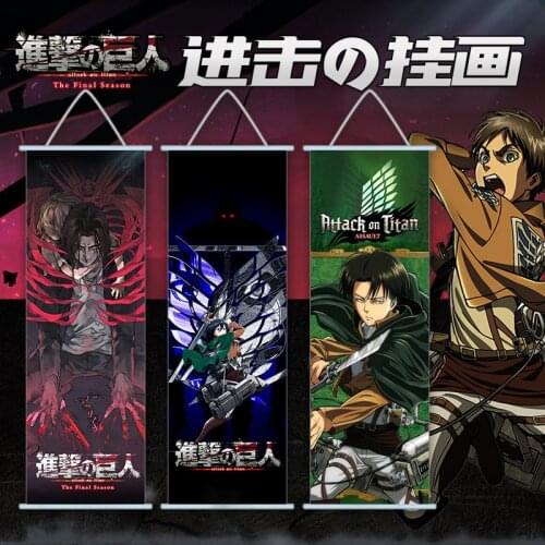Anime Attack on Titan Hang Painting Cartoon Mikasa Eren Poster Wall Picture Toy Scroll Home Decoration Gift