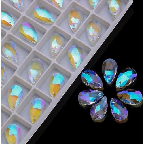 Austrian Glass Drop Beads Clear 13x22mm 17x28mm Crystal Teardrop Pendants For DIY Making Earing Necklace Jewelry Supplier