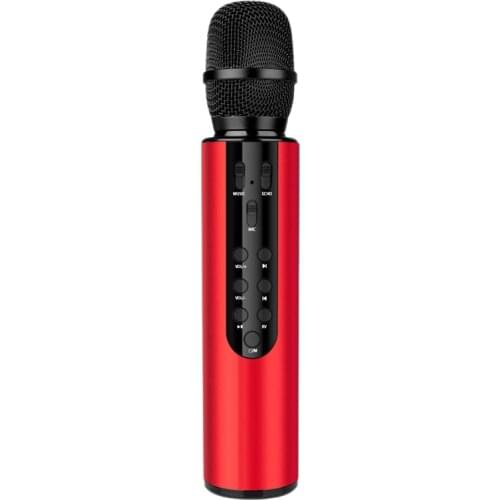 Wireless Microphone Dual Speaker Condenser Bluetooth Karaoke Speaker Microphone for Karaoke/Singing/Church Red