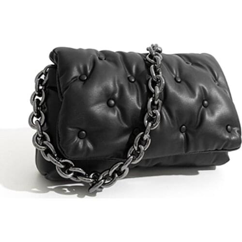 Branded Womens Shoulder Bags 2020 Denim Quality Thick Metal Chain Shoulder Purses And Handbag Women Clutch Bags Ladies Hobo Bag