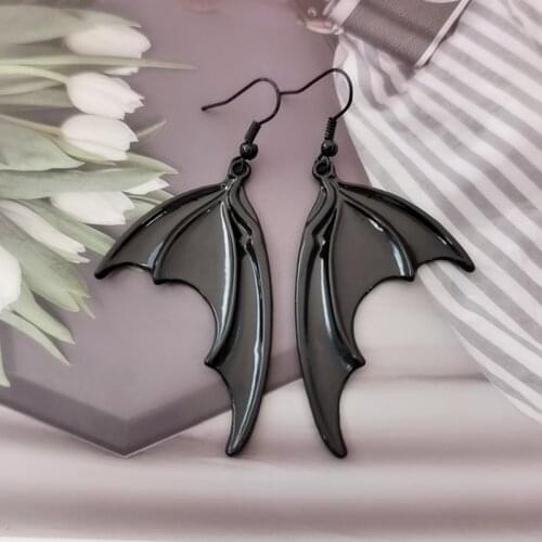 Black Bat Wing Earrings,Neo Victorian Gothic Earrings, Large Vampire Wing Earrings,gift for Bat Lover,dark Style,Vampire Bat