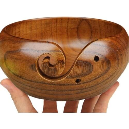 Wooden Yarn Bowl,Knitting Wool Storage Basket,Craft Crochet Kit Organizer Knitting Yarn Holder for Knitting Mothers Day