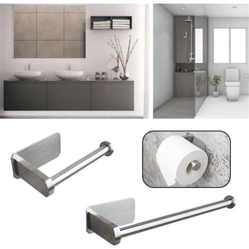 Stainless Bathroom Towel Rack Drawbench Toilet Paper Holder 3M Self-adhesive Support Stand Kitchen Tools