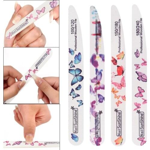 Double Sided Butterfly Nail File Professional Sandpaper Sanding Nail Files Washable Manicure Pedicure Polishing Tools