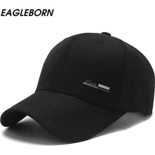 EAGLEBORN New Men Baseball Cap Middle-aged Elderly Dad Hat Casual Black Simple Hat Men Sunscreen Baseball Cap High Quality Caps