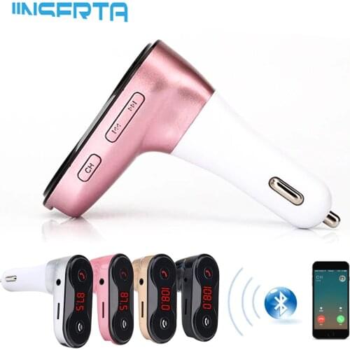 JINSERTA TF Audio Wireless FM Transmitter Modulator Bluetooth Car Kit C8 AUX Hands Free Music Mini MP3 Player Car Styling