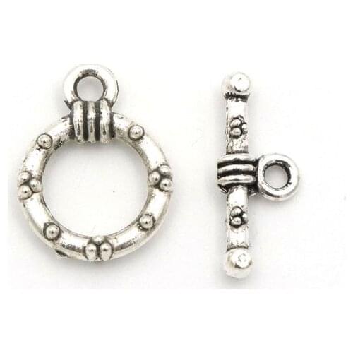 5 Pairs Antique Silver Round Protruding Beads OT Clasp For Jewelry Making Bracelet Necklace Diy Accessories Needlework Wholesale