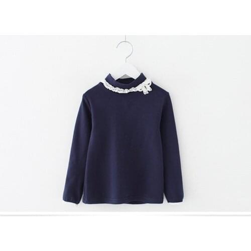 2020 Lacework Girls T-Shirt Long-sleeve Baby Kids Turtleneck Bottoming Shirt for Children Clothes New Spring Girl Tops