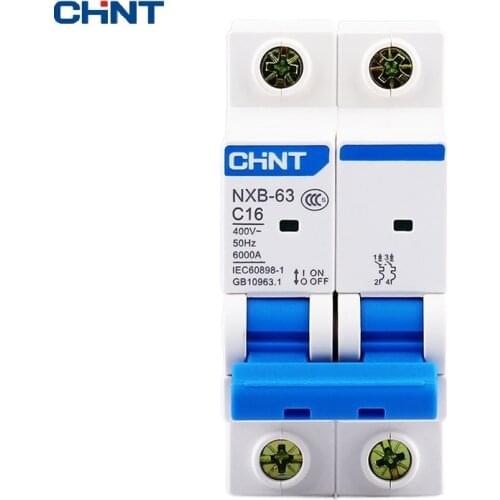 CHNT CHINT NXB-63 2P AC 230/400V Miniature Circuit Breaker C 6 10 16 20 25 32 40 63A Overload Protector DZ47 C Style Air Switch