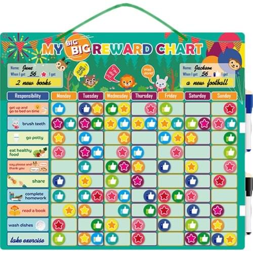 Reusable Magnetic Rewards Chart Behavior Kids Schedule Learning Tool for Children