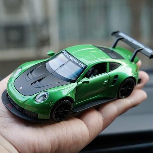 1:32 Porsches 911 RSR Sports Car Pull Back Light Model Simulation Metal Vehicle Luxurious Decoration Collection Toys for boys