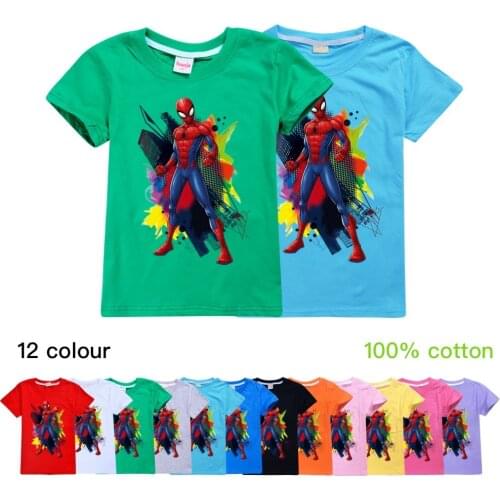 2020 New Children Short Sleeve T Shirts Cartoon Popular Hero Spiderman Print Baby Boy Tee Kids Girl T-Shirt Summer Tops Costumes