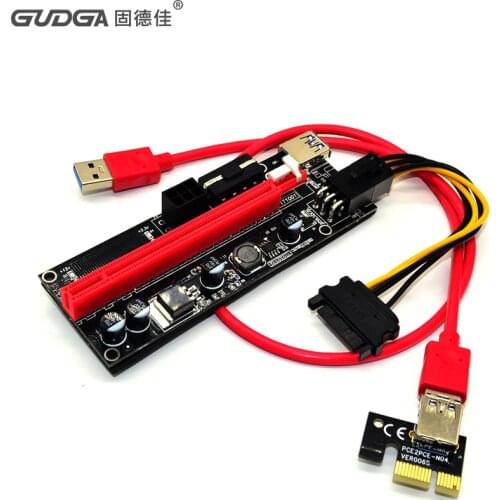 009s 1x to 16x PCI Express Riser Card PCI-E Extender USB3.0 Cable dual 6pin 4pin molex SATA to 6Pin for ETH Bitcoin Mining Miner