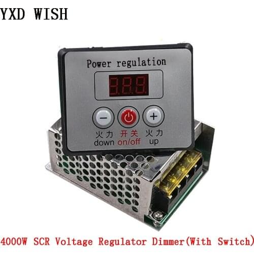 4000W 220V AC SCR Voltage Regulator Dimmer Electric Motor Speed Controller 220 V Electronic Regulator Dimmers + Digital Meters