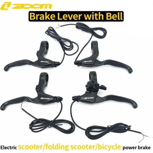ZOOM Electric Scooter Brakes Lever With Bell Power Off Bicycle Brake Waterproof Bike Brake Accessories